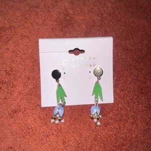 Lauren Conrad Green and Blue Floral Earrings NWT